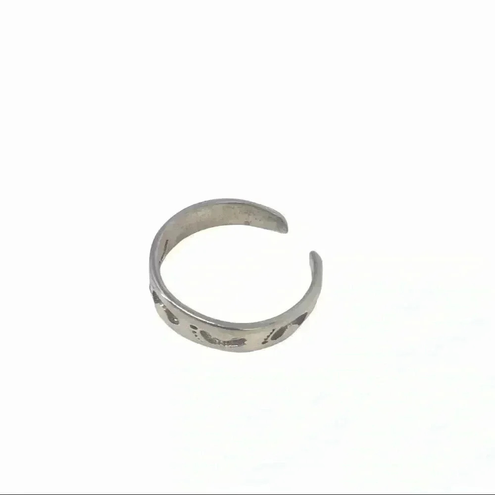 925 TOE RING XS STAMPED STERLING SILVER FOOT PRINTS BEACH INSPIRED - Picture 9 of 10